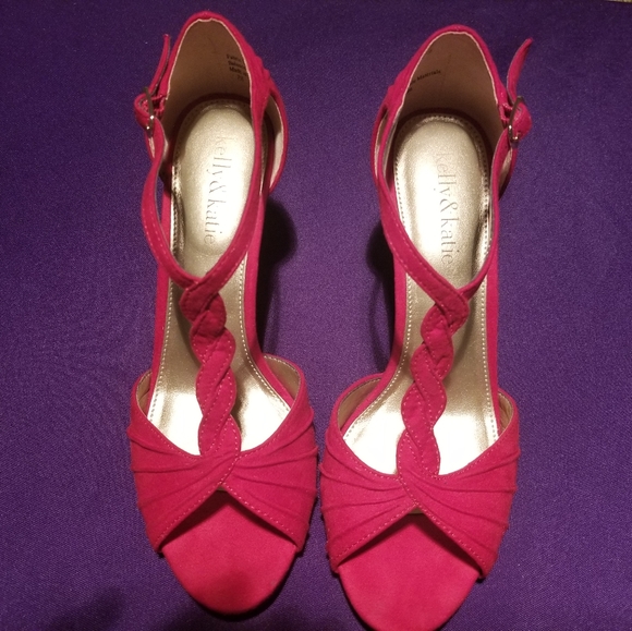 Kelly and Katie Red Suede Strappy Heels - Picture 4 of 4